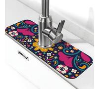 Cinco De Mayo Alfombrilla de Grifo Floral para Fregadero de Cocina Alfombrilla de Escurrir para Fregadero de Cocina Antisalpicaduras Absorbente Secado Rápido Fregadero Cocina Fregadero Esterilla para