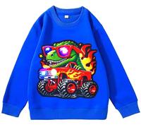 Cinco Diamantes Sudadera Niños Dinosaurio Monster Truck con Luces Led Sudadera Dinosaurios Monster Trucks Niños con Luces Led, Sudaderas con Luces (FR/ES, Edad, 5 años, Regular, Azul)
