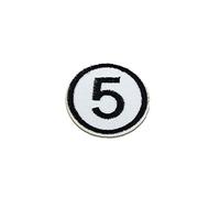 Cinco Número Dígito 5 Blanco 4,8X4,8Cm - Parches Termoadhesivos Bordados Aplique Para Ropa, Tamaño: 4,8 x 4,8 cm
