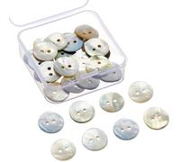 Cindeer 25 Botones Naturales con Mini Caja Almacenamiento Transparente Planos Naturales para Coser Hacer Manualidades con Ropa Faldas Abrigos Proyectos de Bricolaje(15 mm,Nácar,Colores Naturales)