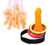 Cindeer Juego del Anillo del Pene Incluido 1 Cabeza de Anillos Lanzapenes 12 Anillos Lanzapenes 12 Silbatos para Fiestas del Pene Silbato Divertido para Pene Mujeres Hombres JGA Accesorios