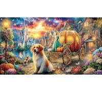 Cinderella-and-Her-Pumpkin-Carriage-at-Night 1000 Piezas Puzzle Reciclado Juego Educativo desafiante para Adultos Regalo para Mujeres y Hombres 38x26/1000pcs