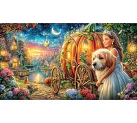 Cinderella-and-Her-Pumpkin-Carriage-at-Night Puzzle Adultos 1000 Piezas Juego Educativo relajación Papel Reciclado Actividad en casa Regalo 70x50/1000pcs