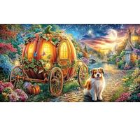 Cinderella-and-Her-Pumpkin-Carriage-at-Night Puzzle para Adultos 1000 Piezas Decoración Mural Hermosa Papel Reciclado Juego Educativo Regalo 38x26/1000pcs