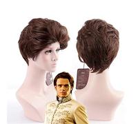 Cinderella Princess Wig Prince Charming Kit Peluca de cosplay Corto Marrón Peluca de pelo sintético para hombre para adulto Unisex + Tapa de peluca Talla única C514