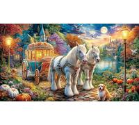 Cinderella-s-Carriage-in-The-Moonlit-Forest Puzzle Familiar 1000 Piezas Papel Reciclado Desafiante y Divertido para Adultos 70x50/1000pcs