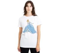 Disney Cinderella Sparkling Princess Ladies T Shirt, White Camiseta, Blanco, S para Mujer