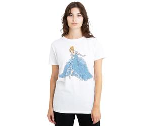 Cinderella Sparkling Princess Ladies T Shirt, White Camiseta, Blanco, XL para Mujer