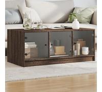 CINDERFUL Mesa de Centro con Puertas de Vid marrón Roble 102x50x42 cm,Mesa Centro Moderna con Almacenamiento para Hogar Mesillas de Noche