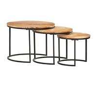 CINDERFUL Mesas apilables 3 Unidades Madera Maciza de Acacia,Mesas apilables de Madera: Elegancia y funcionalidad para tu hogar Mesillas de Noche
