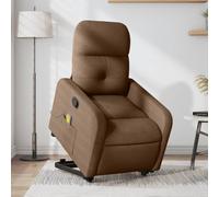 CINDERFUL Silla de Masaje reclinable de pie de Tela marrón,Sillón Reclinable Eléctrico Masajeador para Ancianos Elevación Automática, Reclinación Manual, Masaje Vibratorio Salón, Sillones