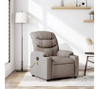 CINDERFUL Sillón de Masaje reclinable de Tela Gris taupé,Sillón Reclinable Eléctrico con Masaje Vibratorio o para Descansar y Relajarse Salón, Sillones