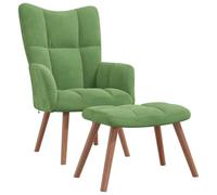 CINDERFUL Sillón de Relax con Taburete de Terciopelo Verde Claro,Sillón Relax con Reposapiés de Terciopelo, Cómodo y Duradero para el Hogar Salón, Sillones