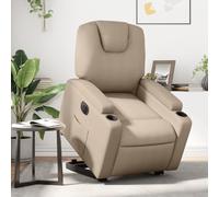 CINDERFUL Sillón elevable eléctrico Cuero Artificial Capuchino,Sillón reclinable eléctrico elevatorio - Cómodo y Seguro para Personas Mayores Salón, Sillones