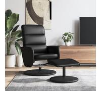 CINDERFUL Sillón reclinable con reposapiés Cuero sintético Negro,Sillón reclinable con reposapiés Giratorio 360º para máximo Confort y Descanso Salón, Sillones