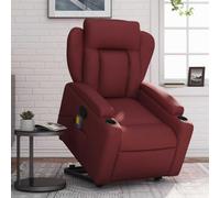 CINDERFUL Sillón reclinable de Masaje de pie Cuero Artificial Rojo Tinto,Sillón reclinable Elevador masajeador de Cuero sintético para Personas Mayores Salón, Sillones