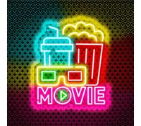 Cine caja de papel de palomitas cola neón dimmable LED decoración de pared USB powered señales de iluminación cine neón noche de cine sala de cine hombre cueva decoración de electrodomésticos