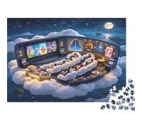 Cine de Ensueño en Las Nubes Puzzle de 1000 Piezas Papel para Adultos Escena Nocturna Puzzle para Toda la Familia Relajación Enfoque Hogar Regalo 70x50cm/1000pcs
