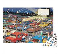 Cine Drive-In Americano Puzzle De Madera Impermeable Puzzles De 1000 Piezas para Adultos Imposible Rompecabezas Juegos Educativos
