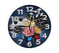 Cine Retro Nocturno Relojes De Pared Decoración Reloj De Cuarzo Fácil De Leer Reloj De Pared para Colegio Dormitorio Decoración 25Cm