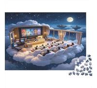 Cine Soñado en Las Nubes Puzzle de 1000 Piezas Papel para Adultos Escena Nocturna Relajante Decoración Hogar Juego en Familia Regalo 38x26cm/1000pcs