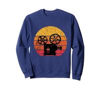 Cineasta Cámara Amante Retro Vintage Sunset Film Productor Sudadera, Unisex para Adultos, Azul Marino, XXL