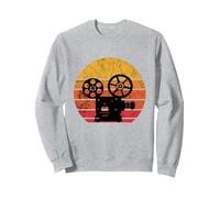 Cineasta Cámara Amante Retro Vintage Sunset Film Productor Sudadera, Unisex para Adultos, Gris Jaspeado, XXL