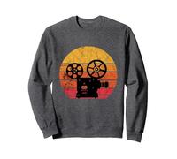 Cineasta Cámara Amante Retro Vintage Sunset Film Productor Sudadera, Unisex para Adultos, Jaspeado Oscuro, L