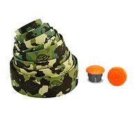 Cinelli Corcho Manillar de Bicicleta Cinta Verde Camuflaje Con Naranja Tapones