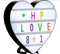 Cinema Light Box, carteles de neón personalizados en forma de corazón LED Light Up Mensaje tablero de mensajes con coloridas pegatinas de alfabeto para decoración del hogar