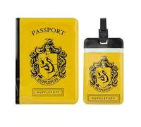 Cinereplicas Harry Potter - Etiqueta de equipaje y funda pasaporte Hufflepuff - Licencia Oficial
