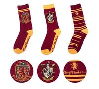 Cinereplicas Harry Potter - Pack de 3 unisexos - Calcetines con emblemas Hogwarts - Zapatos 35 a 45 - Gryffindor