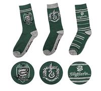 Cinereplicas Harry Potter - Pack de 3 unisexos - Calcetines con emblemas Hogwarts - Zapatos 35 a 45 - Slytherin