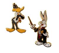 Cinereplicas - Juego de 2 pines metálicos Bugs Bunny y Pato Lucas en Hogwarts ~5cm - Licencia Oficial