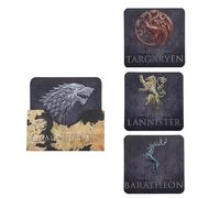 Cinereplicas Juego de Tronos - Juego de 4 posavasos - Stark, Targaryen, Lannister & Baratheon - 9,5 cm - Licencia Oficial