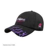 Gorra de béisbol Saja Boys KPop Demon Hunters negra con bordados en morado y fucsia