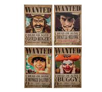 CINEREPLICAS One Piece - Set de 4 Imanes de los Carteles Wanted - Licencia Oficial