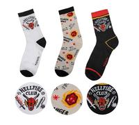Cinereplicas Stranger Things - Set de 3 Calcetines Hellfire Club Talla Única - Licencia Oficial