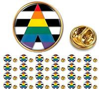 CINFAC Pin redondo de metal pequeño de 25/50/100 arco iris LGBTQ bandera Pin orgullo solapa pin traje chaqueta ropa mochila orgullo mes regalo a granel, M, ferroaleación, Sin gemas.