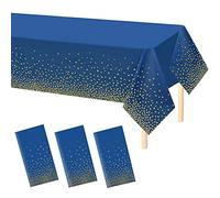 CINGHIA 3 Piezas Mantel Cumpleaños,Manteles Papel 137x274cm,Manteles para Fiestas,Mantel de PláStico Rectangular Azul,Mantel Mesa Rectangular para Fiestas,Bodas,Exposiciones,Picnic