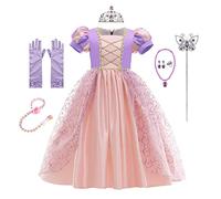 CinheyU Disfraz de Princesa Rapunzel para Niñas Vestidos de Sofia Cumpleaños Boda Fiesta Navidad Ceremonia Carnaval Halloween Cosplay Vestir con Accesorios 9-10 años