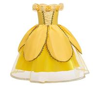 CinheyU Niñas Traje de Carnaval Disfraz de Belle Princesa Cumpleaños Boda Fiesta Navidad Ceremonia Halloween Cosplay Vestidos de Bella y Bestia 4 años