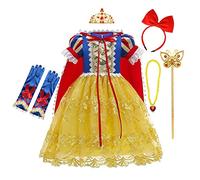CinheyU Niñas Traje de Carnaval Disfraz de Blancanieves Princesa Cumpleaños Boda Fiesta Navidad Ceremonia Halloween Cosplay Vestidos de Snow White con Capa Accesorios 11-12 años