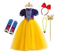 CinheyU Niñas Traje de Carnaval Disfraz de Blancanieves Princesa Cumpleaños Boda Fiesta Navidad Ceremonia Halloween Cosplay Vestidos de Snow White con Accesorios 3-4 años