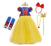 CinheyU Niñas Traje de Carnaval Disfraz de Blancanieves Princesa Cumpleaños Boda Fiesta Navidad Ceremonia Halloween Cosplay Vestidos de Snow White con Accesorios 2-3 años