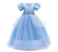 CinheyU Niñas Traje de Carnaval Disfraz de Cenicienta Princesa Cumpleaños Boda Fiesta Navidad Ceremonia Halloween Cosplay Vestidos de Cinderella 7-8 años