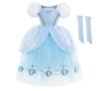CinheyU Niñas Traje de Carnaval Disfraz de Cenicienta Princesa Cumpleaños Boda Fiesta Navidad Ceremonia Halloween Vestidos de Cinderella Con Mangas de Brazo 2-3 años