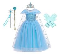 CinheyU Vestidos de Princesa Elsa para Niñas Frozen Disfraz de Carnaval Cumpleaños Boda Fiesta Navidad Ceremonia Traje de Halloween Mascarada Cosplay Vestir con Accesorios 2 años