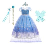 CinheyU Vestidos de Princesa Elsa para Niñas Frozen Disfraz de Carnaval Cumpleaños Boda Fiesta Navidad Ceremonia Traje de Halloween Mascarada Cosplay Vestir con Accesorios 11-12 años