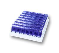 CINIBOX® CODE 7 Dispensador de medicamentos color morado - Pastillero inteligente para 7 días con aplicación - Planificación y control - Ideal para personas mayores - Pastillero semanal, caja de